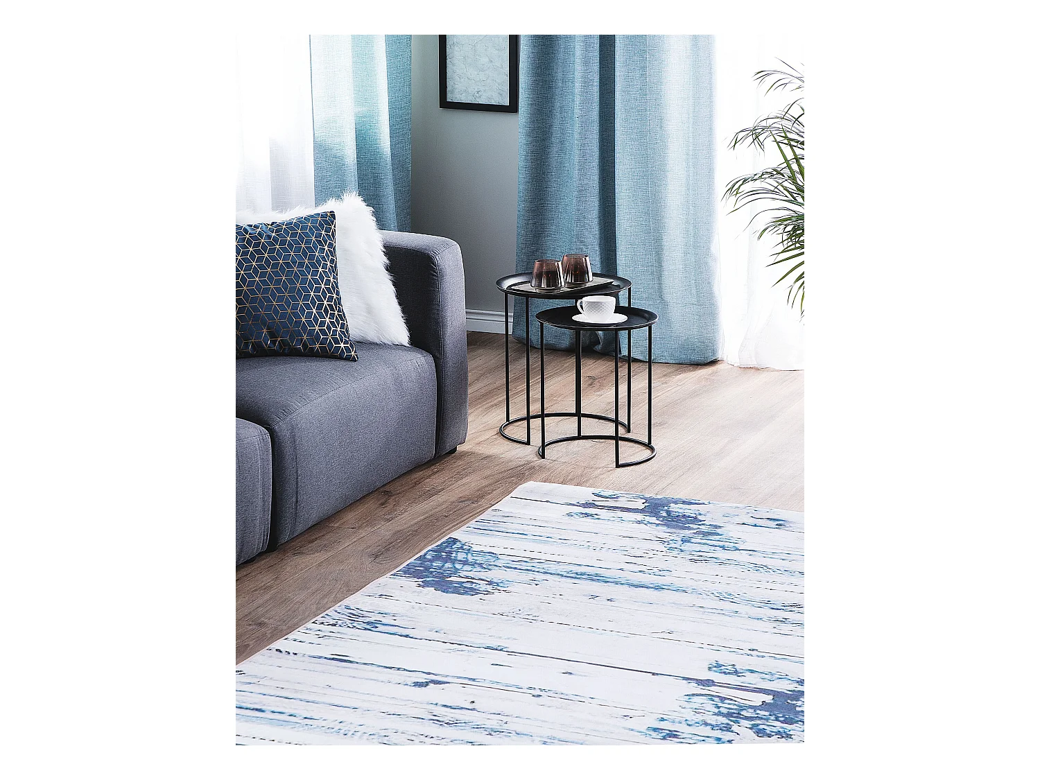 Vloerkleed polyester blauw 160 x 230 cm BURDUR
