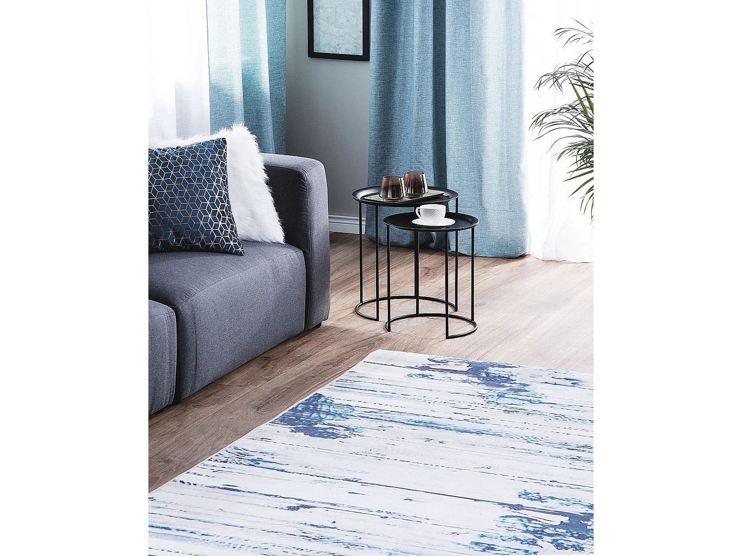 Vloerkleed polyester blauw 160 x 230 cm BURDUR