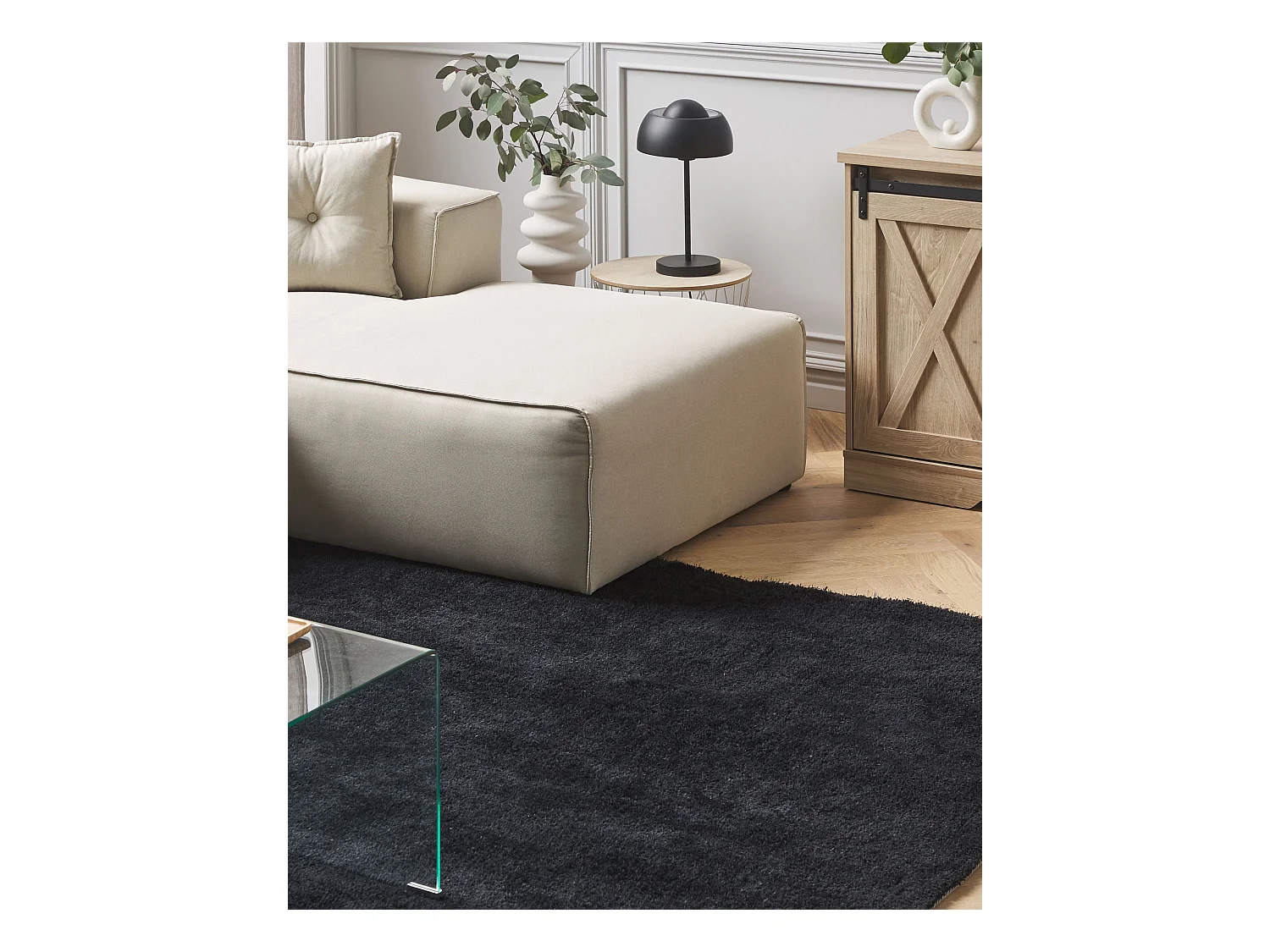 Vloerkleed polyester zwart 160 x 230 cm DEMRE