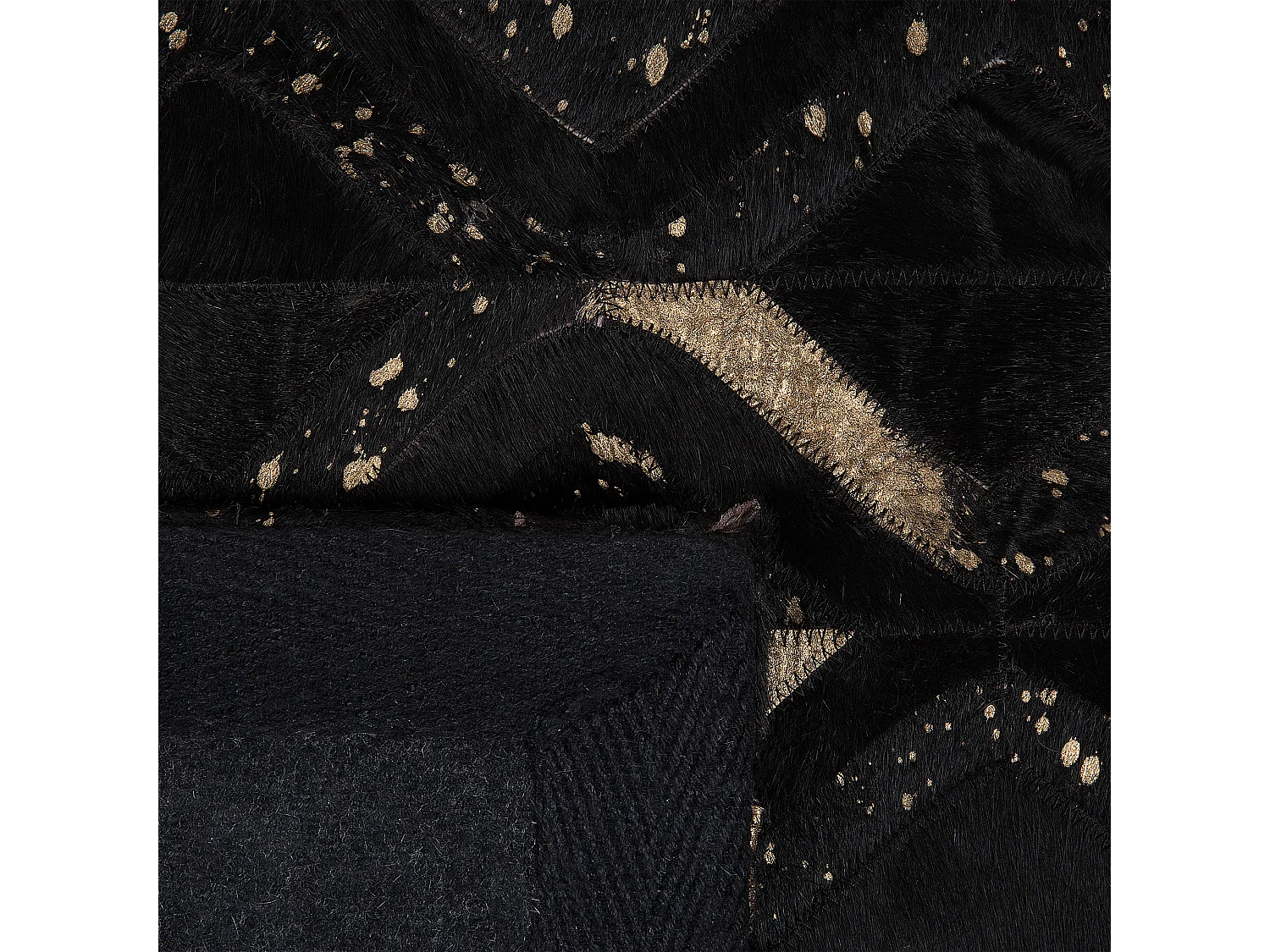 Teppich DEVELI 140 x 200 cm Echtleder Schwarz
