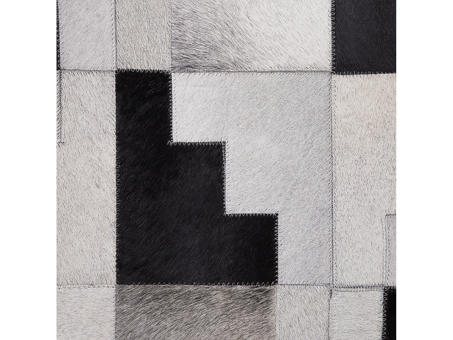 Teppich Leder Schwarz/Grau Modern 140 x 200 cm Lederteppich Efirli