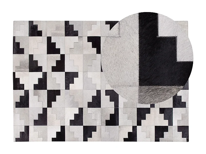 Tappeto in pelle nero / grigio 140 x 200 cm EFIRLI