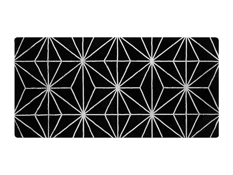 Moderner Teppich Schwarz geometrisches Muster Silber Kurzflor 80x150cm Sibel