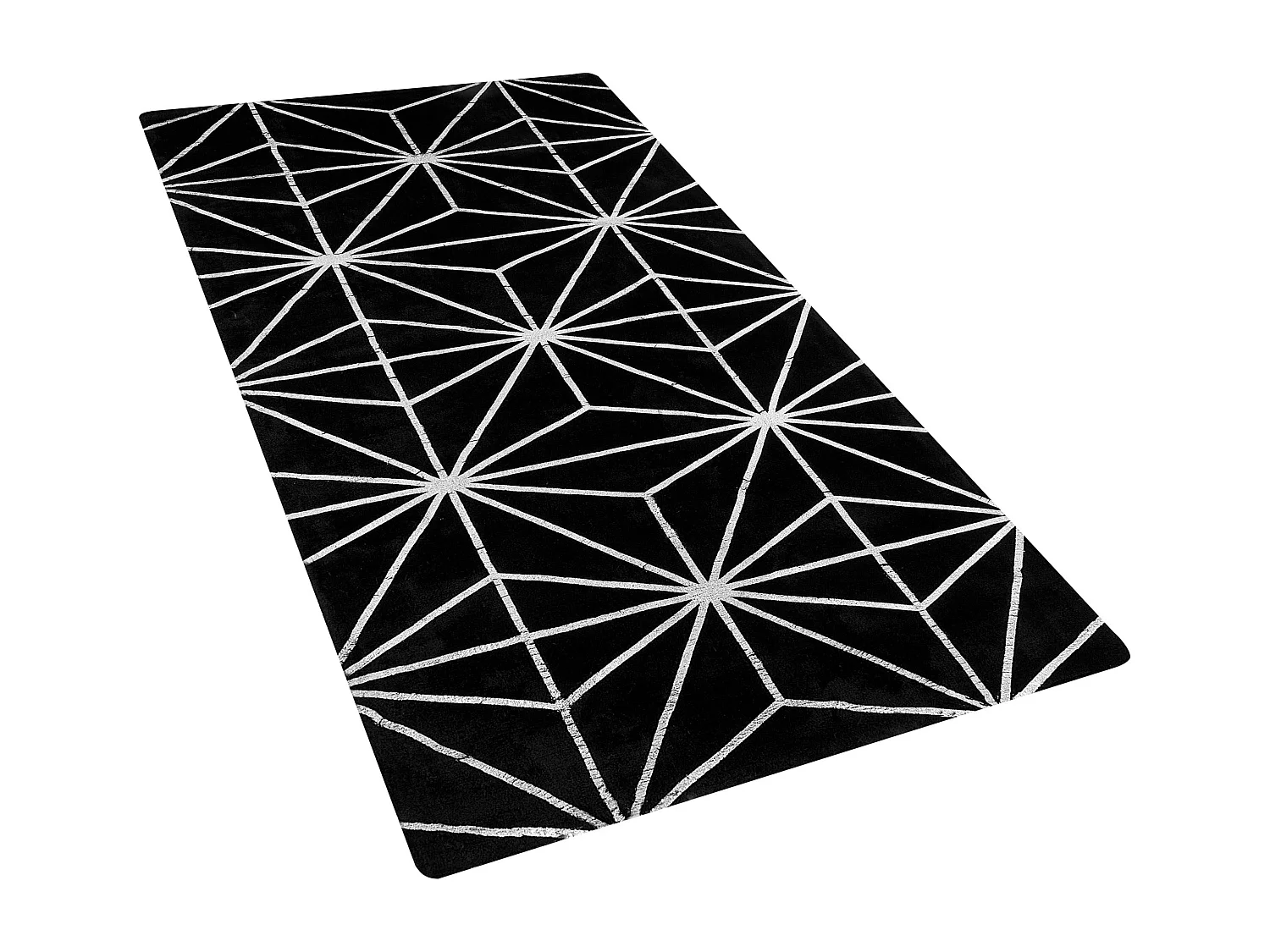 Tapis en viscose noire et argentée avec motif abstrait 80 x 150 cm SIBEL