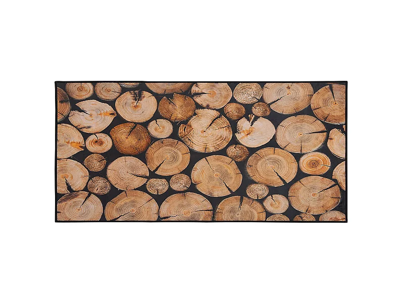 Tappeto a pelo corto marrone trama legno 80 x 150 cm KARDERE