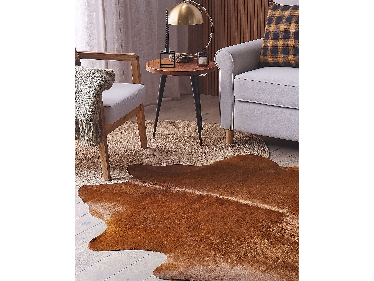 Tapis en peau de vache 3-4 m² marron doré NASQU