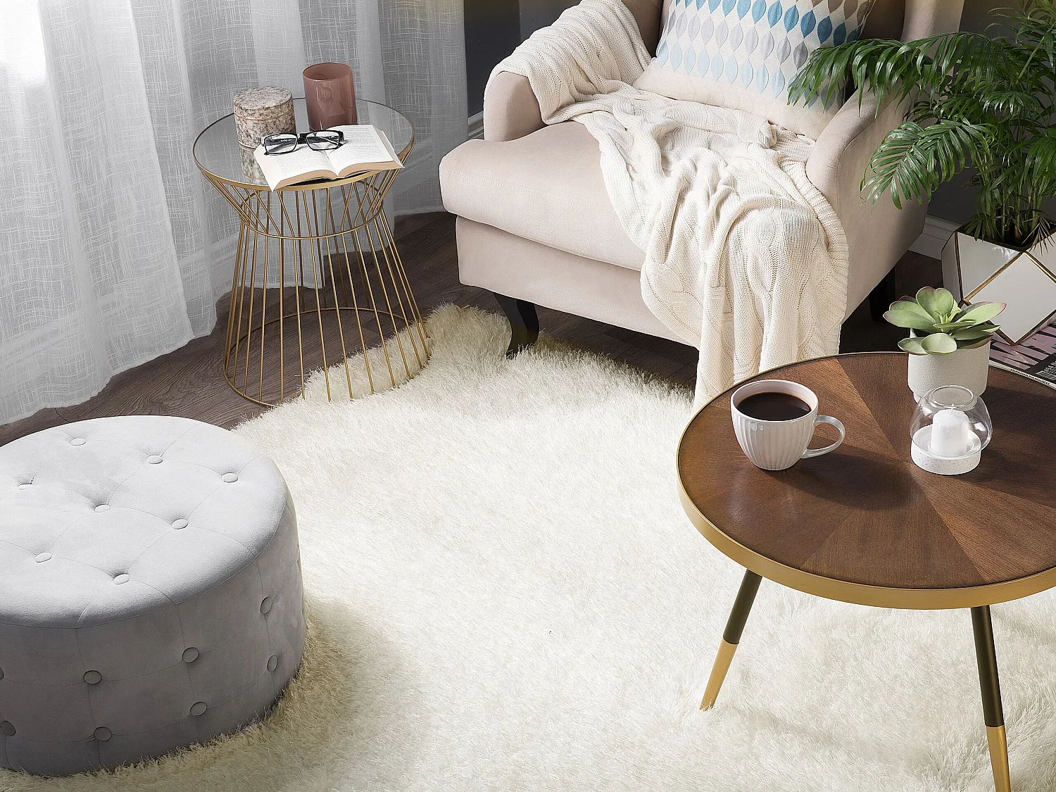 Vloerkleed polyester wit 160 x 230 cm CIDE