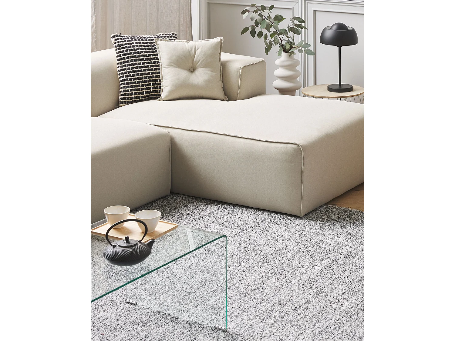 Teppich rechteckig 200x300 cm schwarz grau meliert Shaggy Hochflor Modern Demre