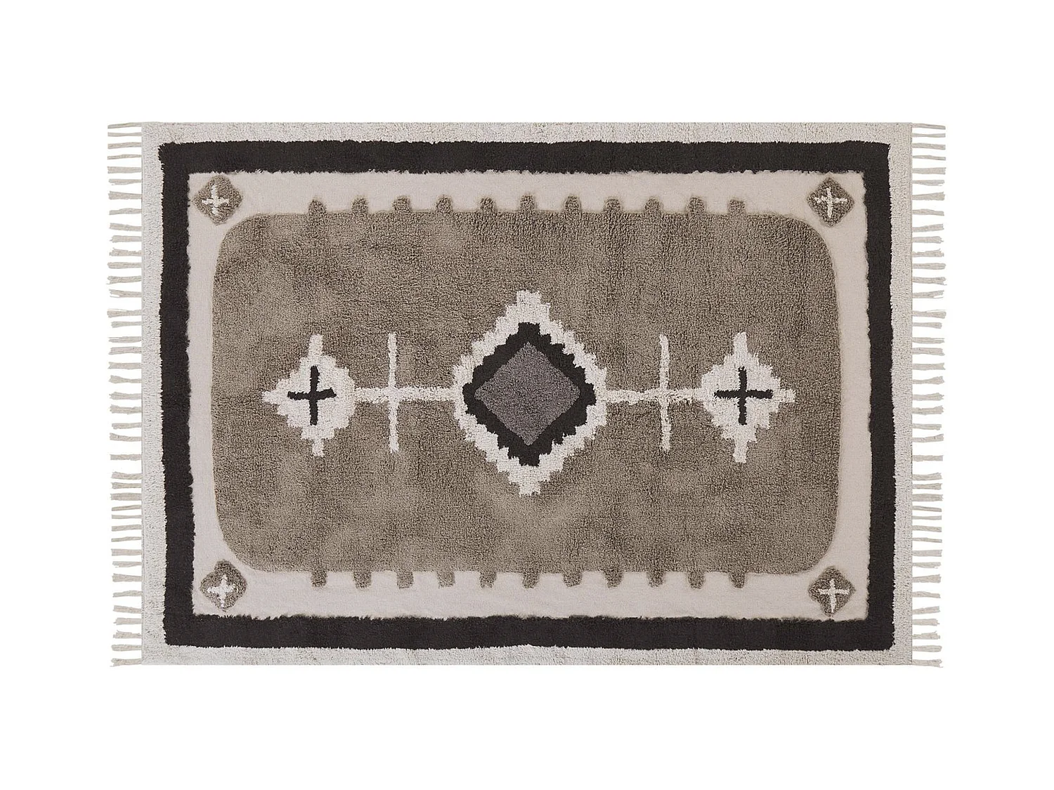 Tappeto beige e nero in cotone 160 x 230 cm GEYVE