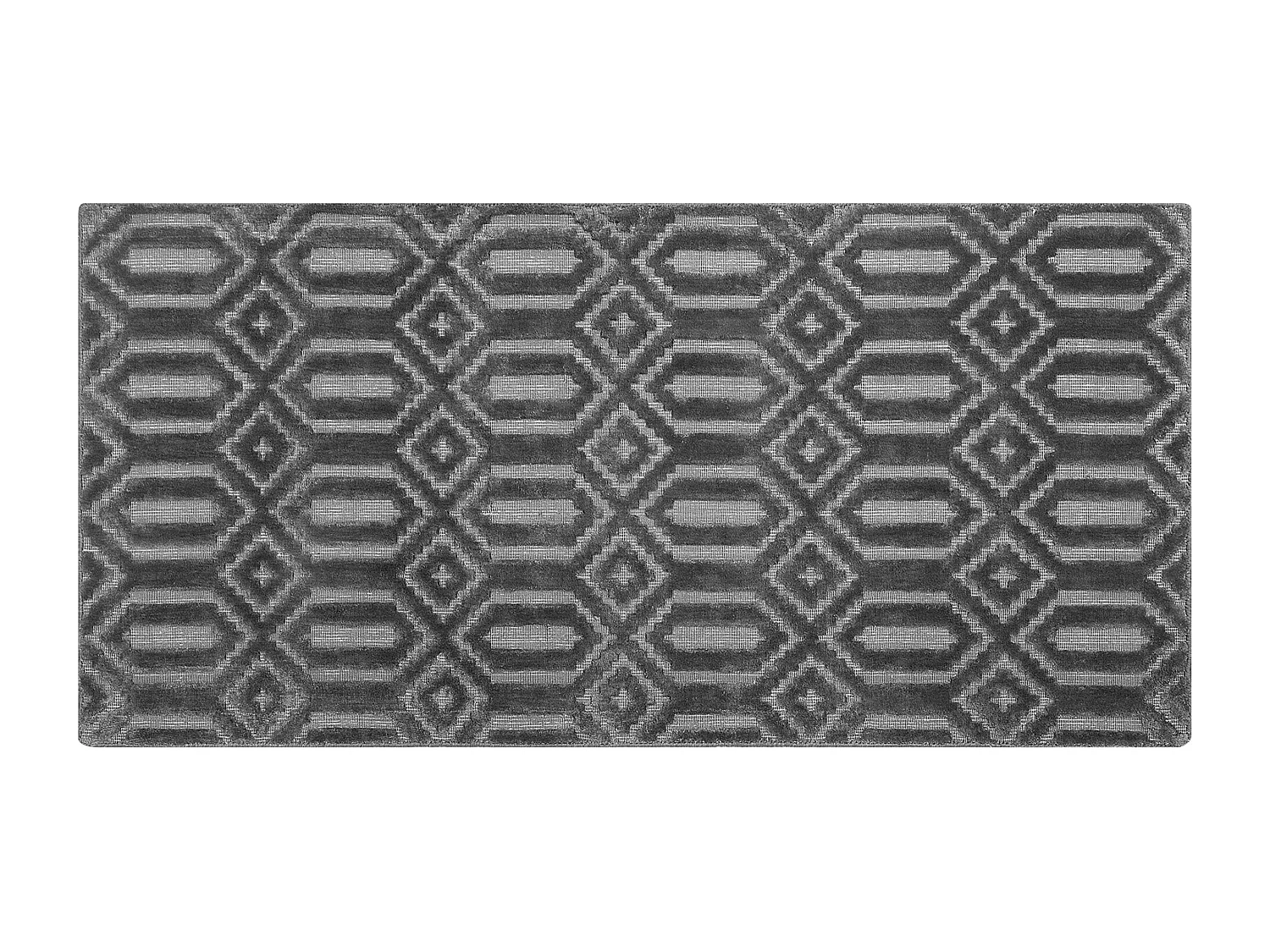 Teppich Dunkelgrau Viskose Rechteckig 80 x 150 cm Geometrisches Muster Adatepe
