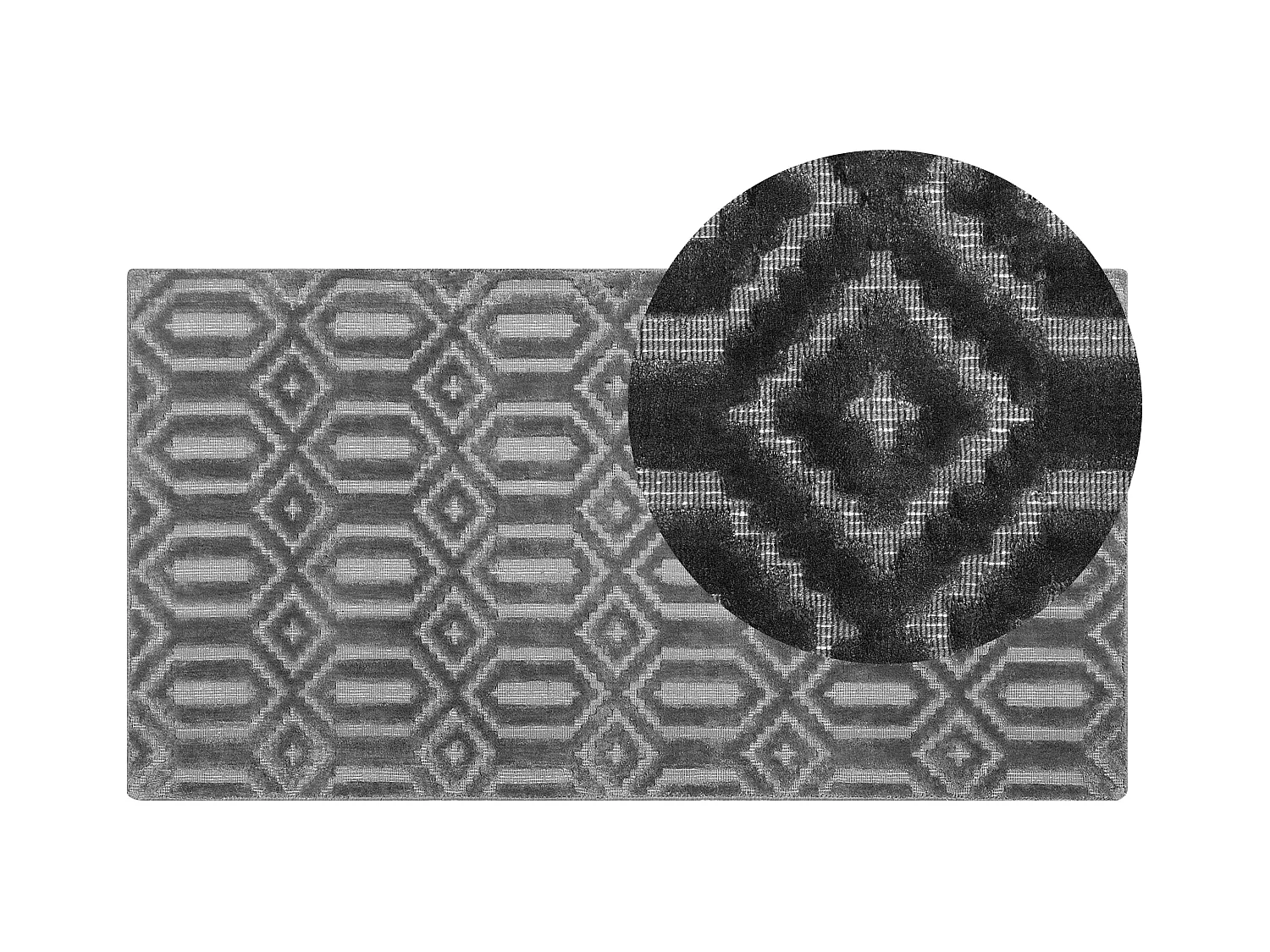 Teppich Dunkelgrau Viskose Rechteckig 80 x 150 cm Geometrisches Muster Adatepe