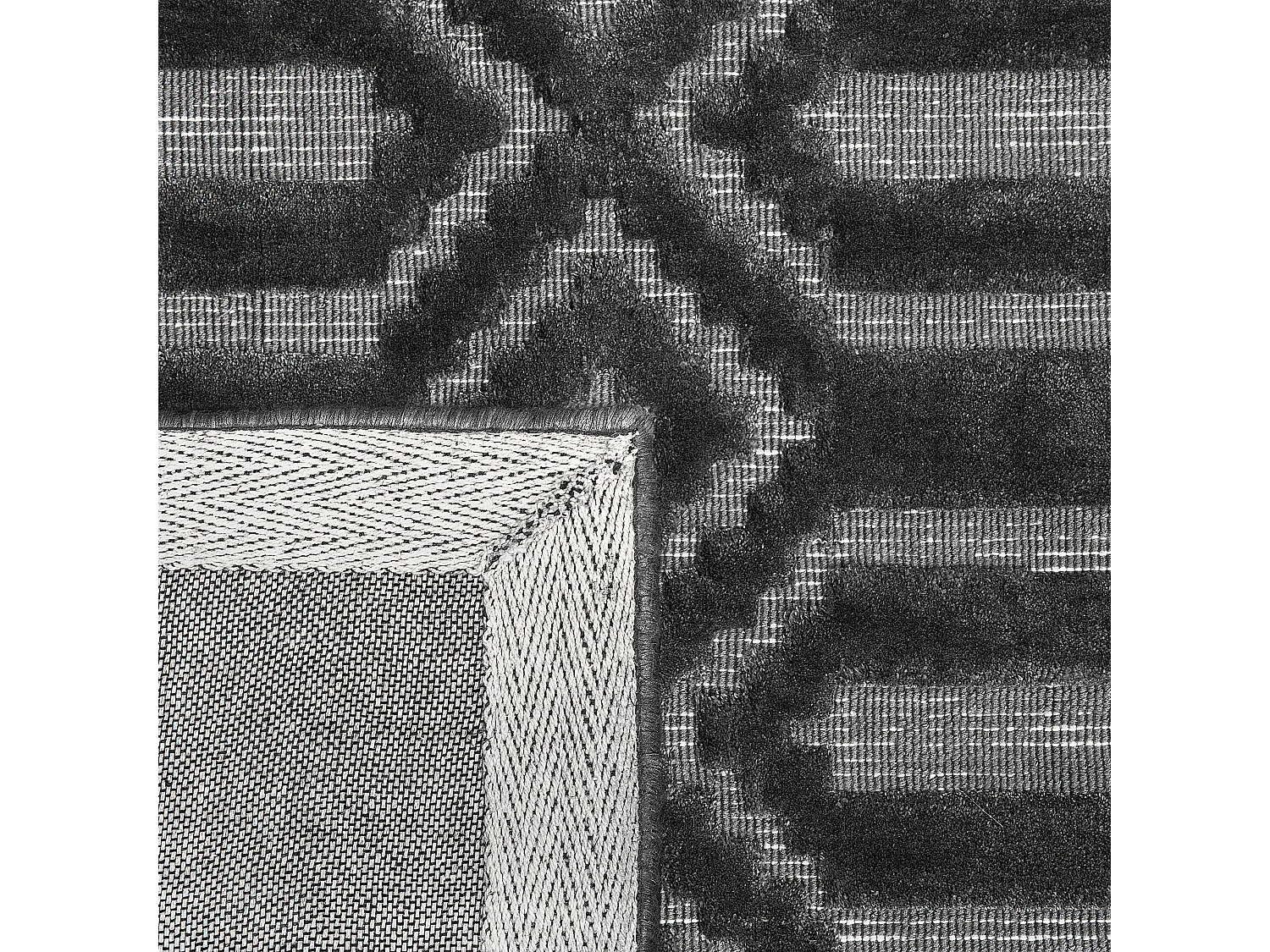 Teppich Dunkelgrau Viskose Rechteckig 80 x 150 cm Geometrisches Muster Adatepe