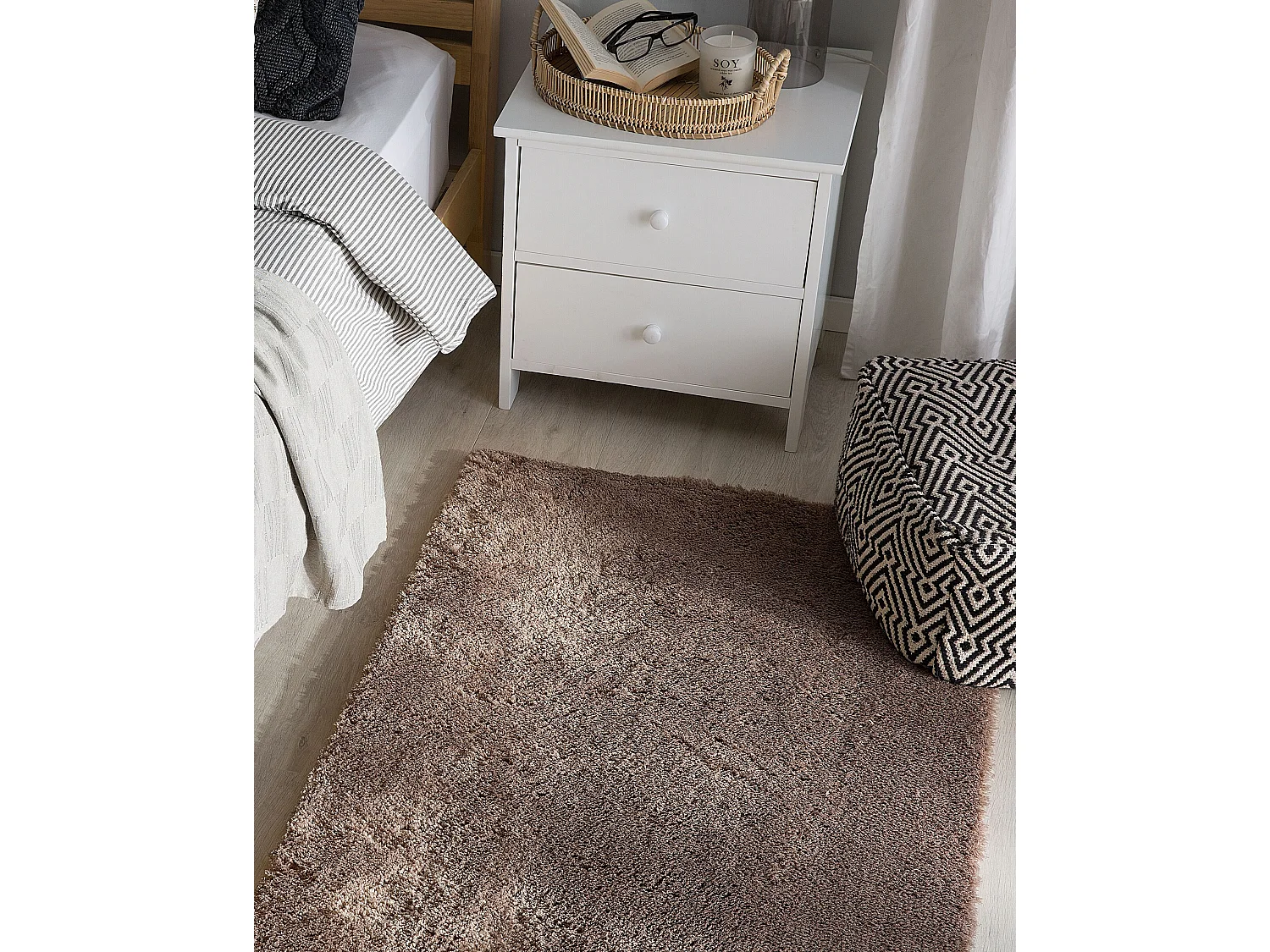 Tapis à poils longs EVREN Marron clair 80 x 150 cm