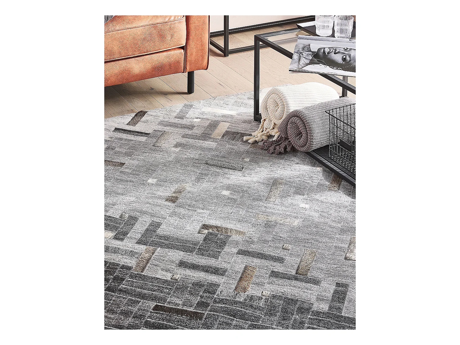 Vloerkleed DARA 140 x 200 cm Viscose Grijs