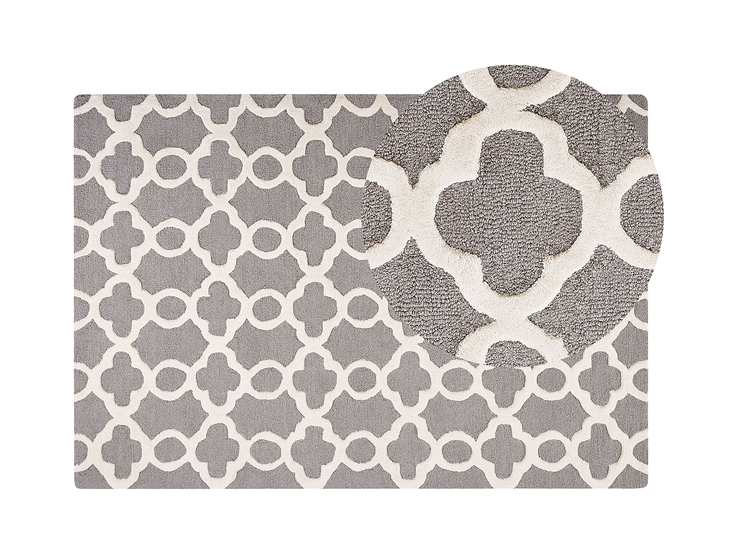 Teppich Wolle grau 140 x 200 cm marokkanisches Muster Kurzflor ZILE