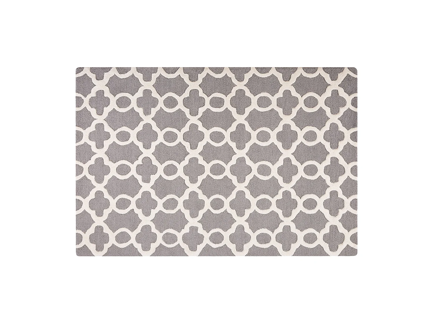 Teppich Wolle grau 140 x 200 cm marokkanisches Muster Kurzflor ZILE