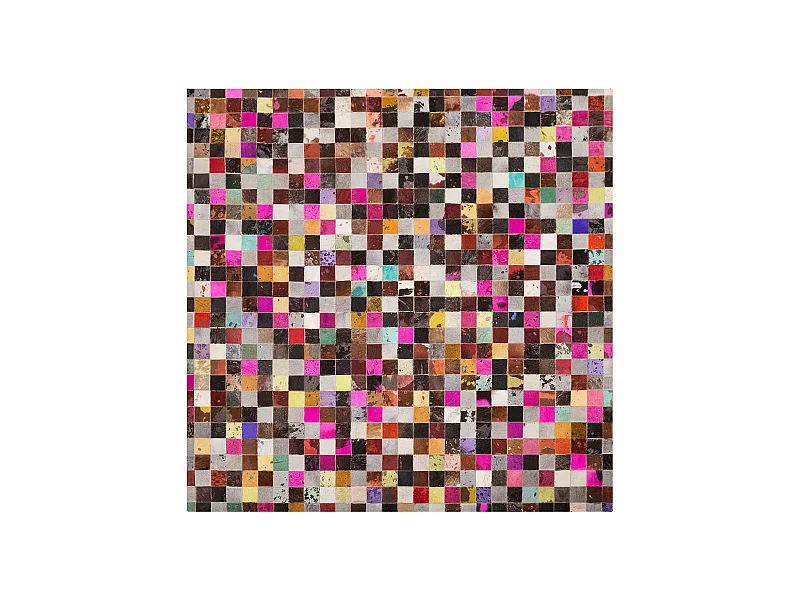 Lederteppich viereckig Patchwork bunt 200 x 200 cm Enne