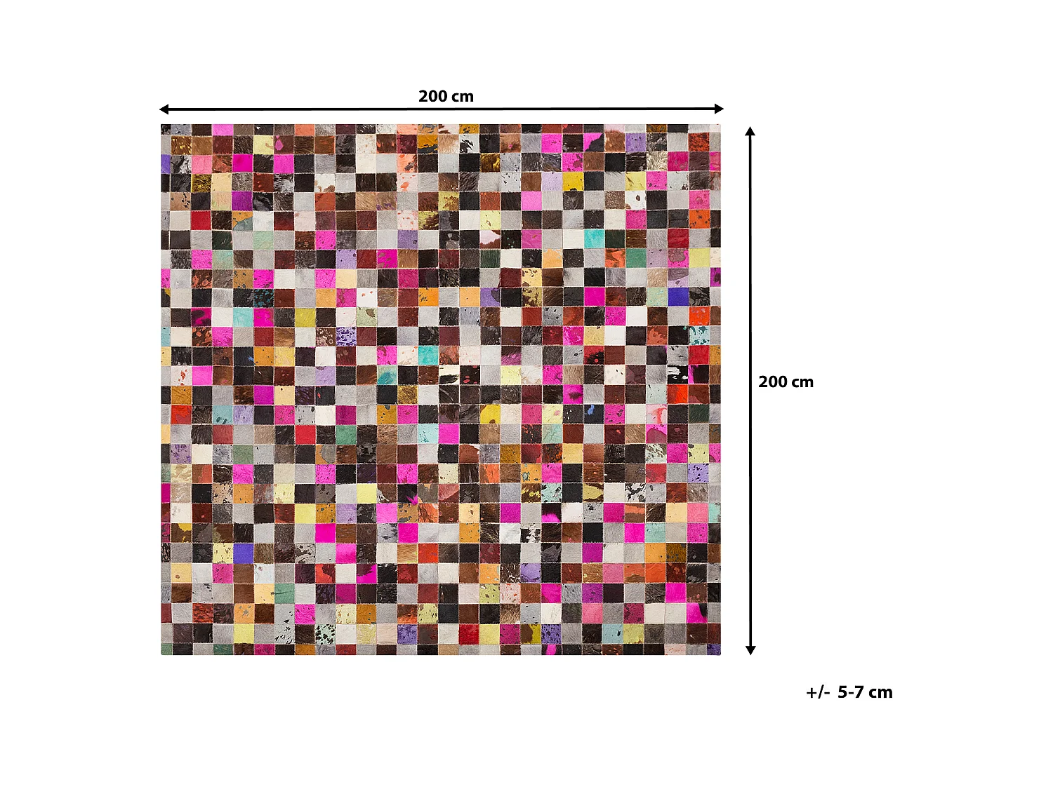 Lederteppich viereckig Patchwork bunt 200 x 200 cm Enne