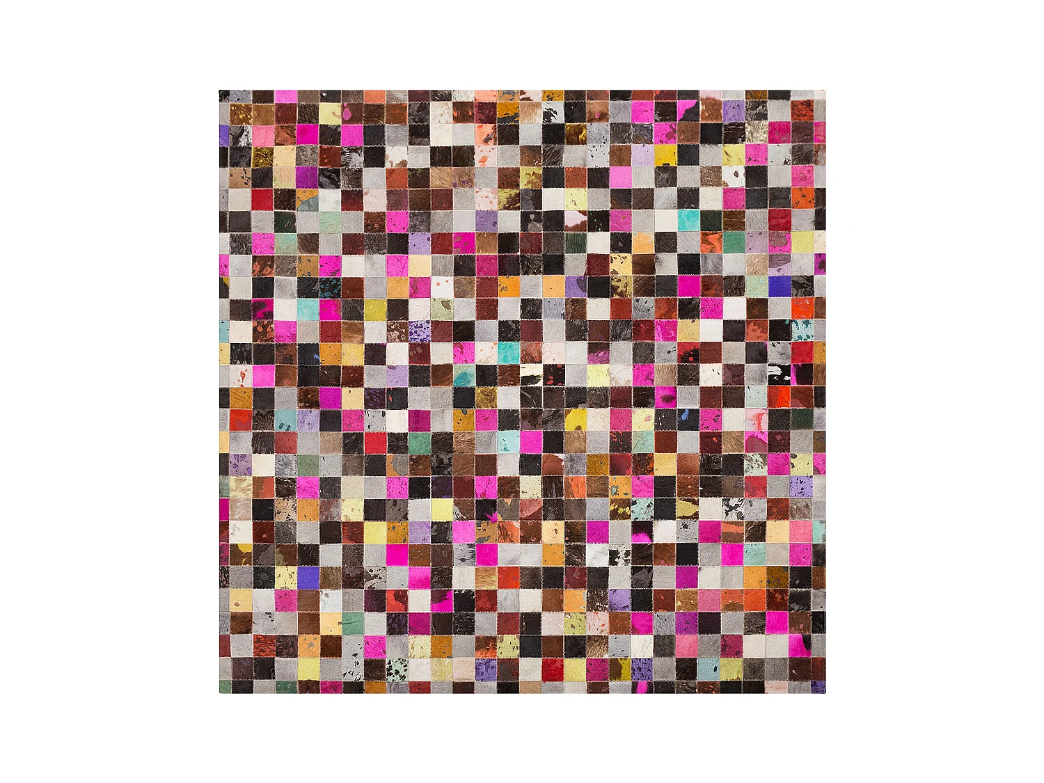 Lederteppich viereckig Patchwork bunt 200 x 200 cm Enne