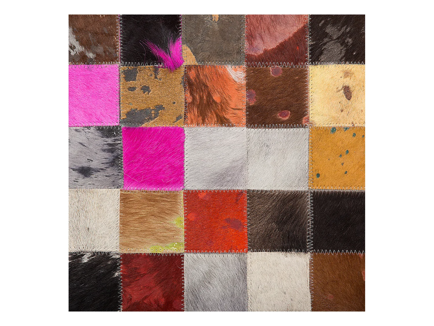 Lederteppich viereckig Patchwork bunt 200 x 200 cm Enne