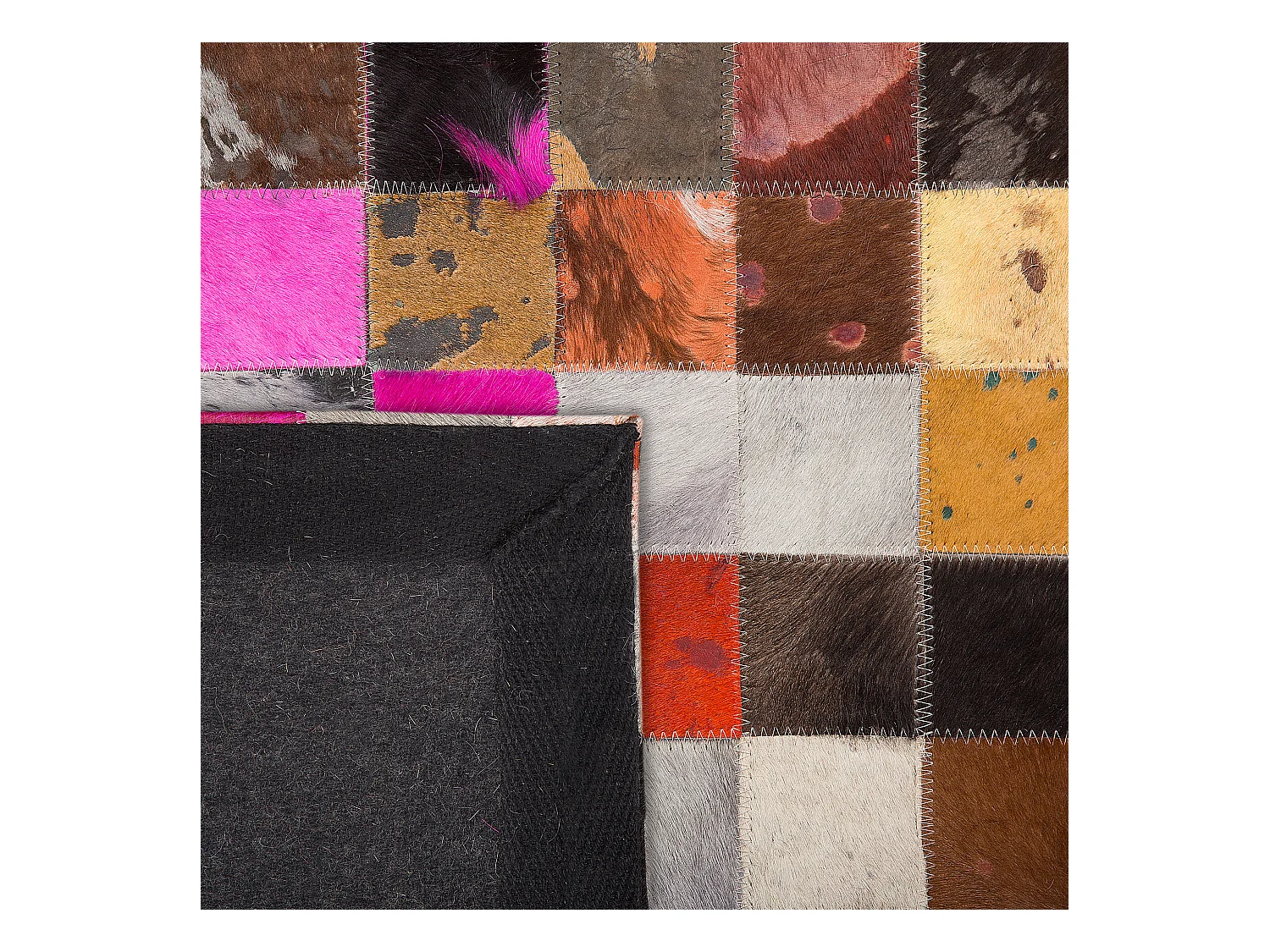 Lederteppich viereckig Patchwork bunt 200 x 200 cm Enne