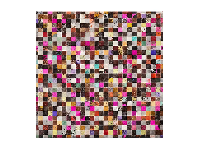 Dywan patchwork skórzany 200 x 200 cm wielokolorowy ENNE