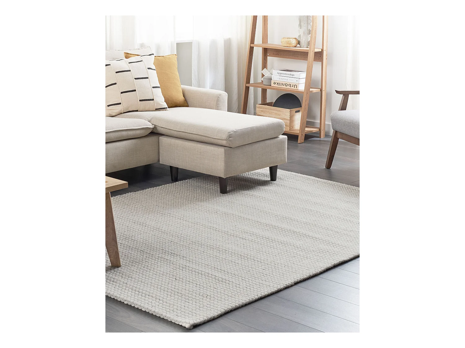 Alfombra de lana gris claro 140 x 200 cm KILIS