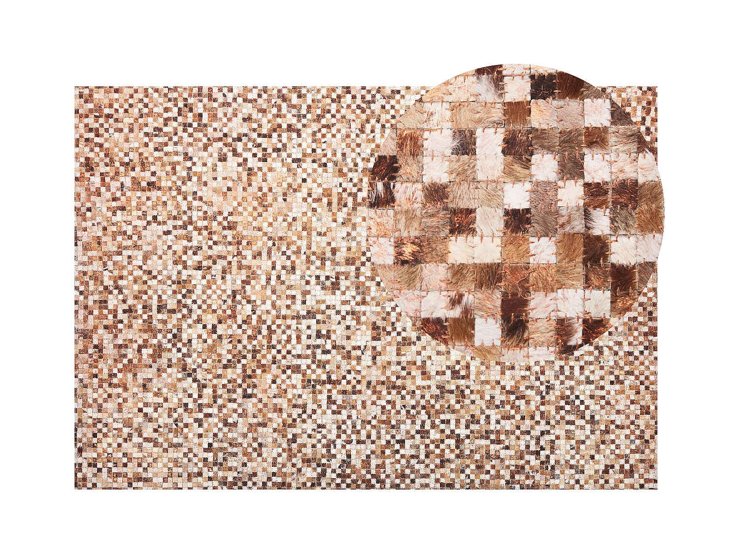 Teppich Leder braun/beige Mosaik 160 x 230 cm Torul