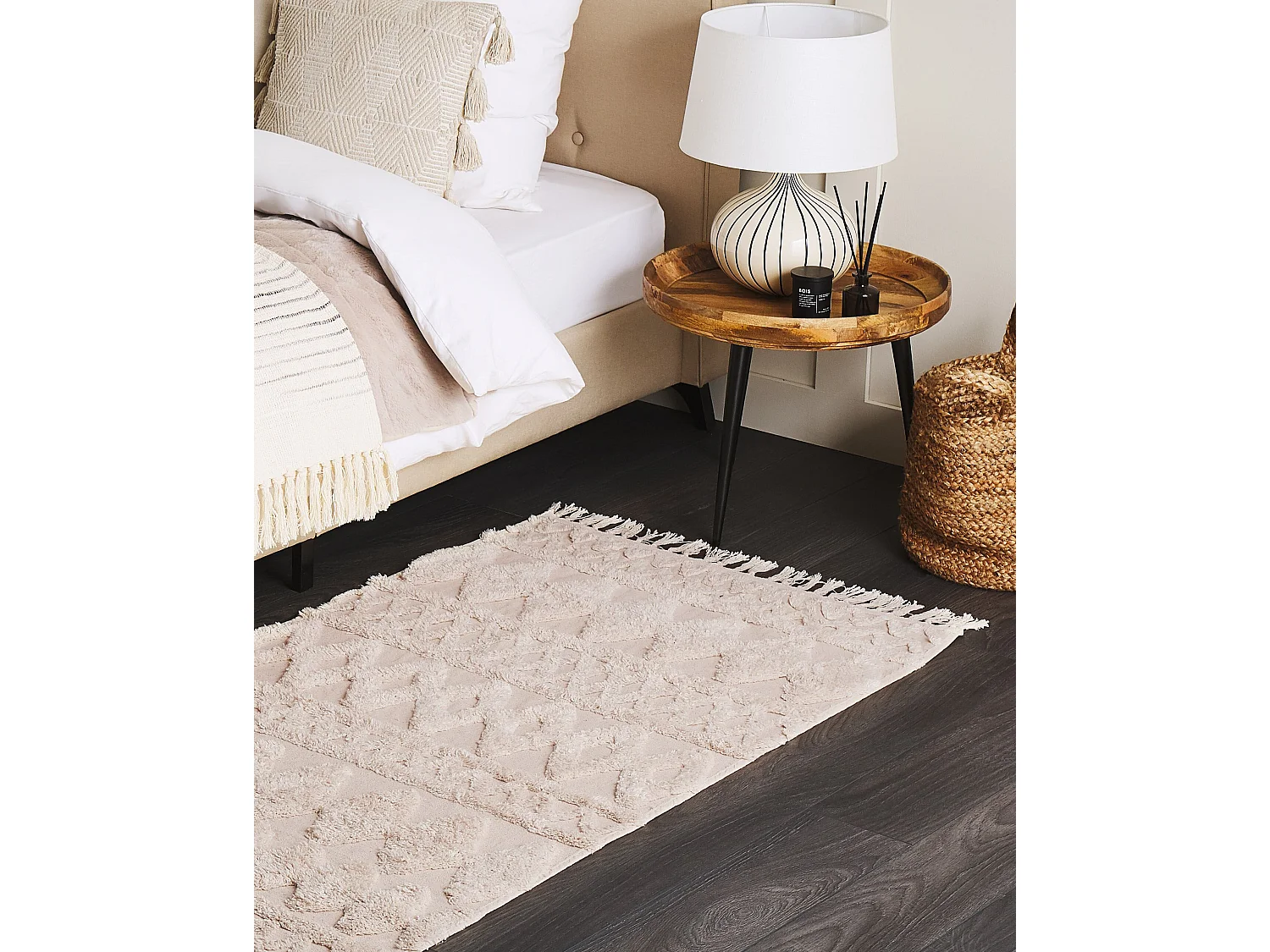 Vloerkleed katoen beige 80 x 150 cm DIDIM