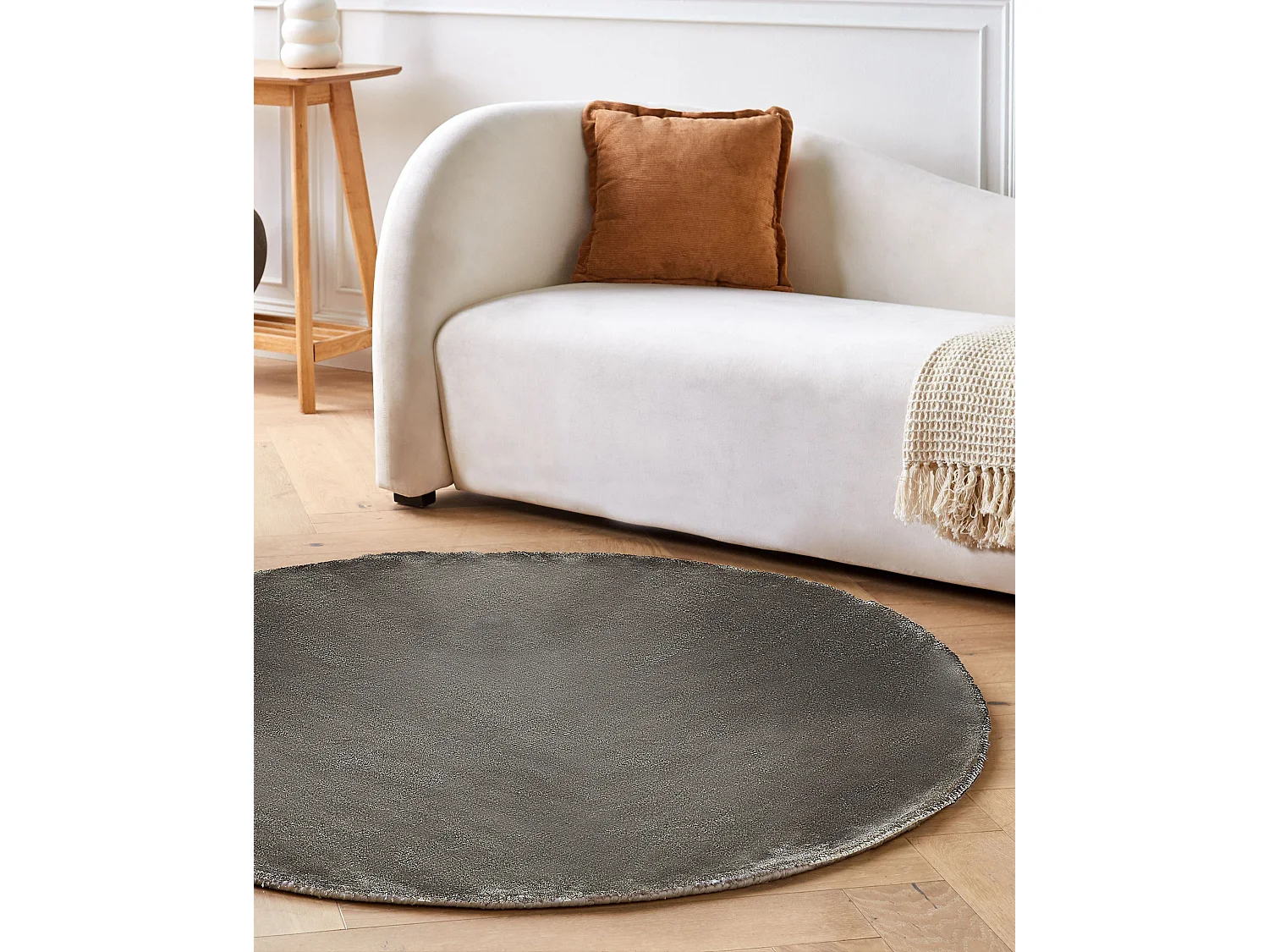 Alfombra de viscosa gris oscuro ⌀ 140 cm GESI II