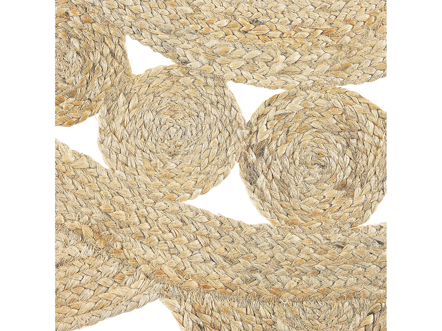 Kurzflor Teppich rund 120 cm beige aus Jute Sternform Boho Chic Stil Araban
