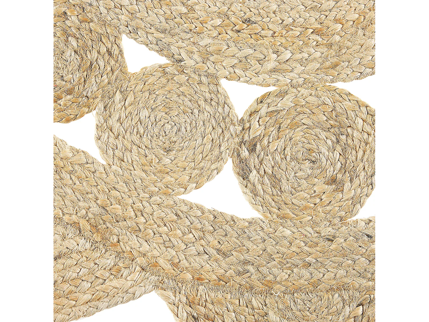 Kurzflor Teppich rund 120 cm beige aus Jute Sternform Boho Chic Stil Araban