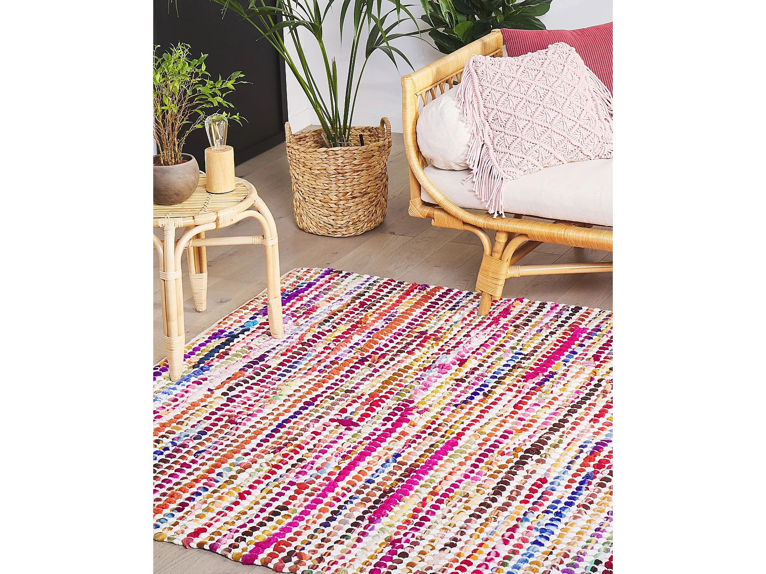 Vloerkleed katoen multicolor 140 x 200 cm BELEN