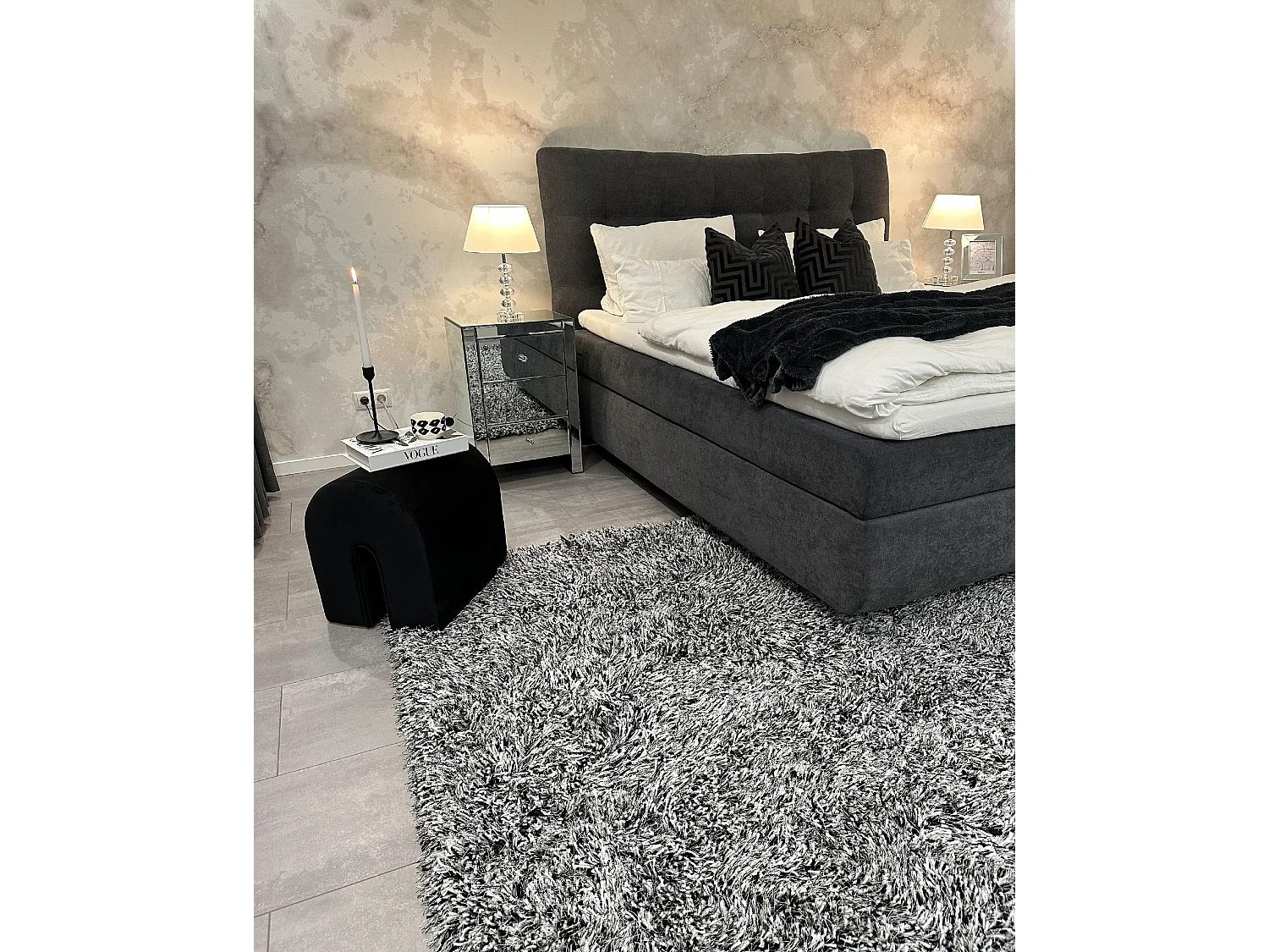 Vloerkleed polyester zwart/wit 160 x 230 cm CIDE