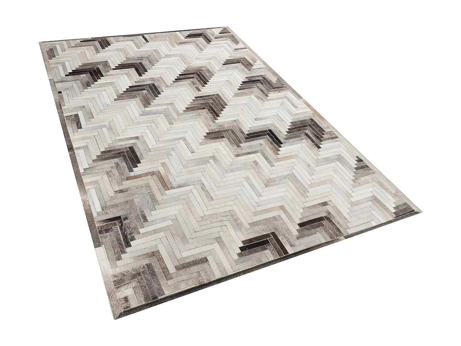 Moderner Teppich in Grau Rechteckig 140 x 200 cm aus Leder mit Zackenmuster Arsuz