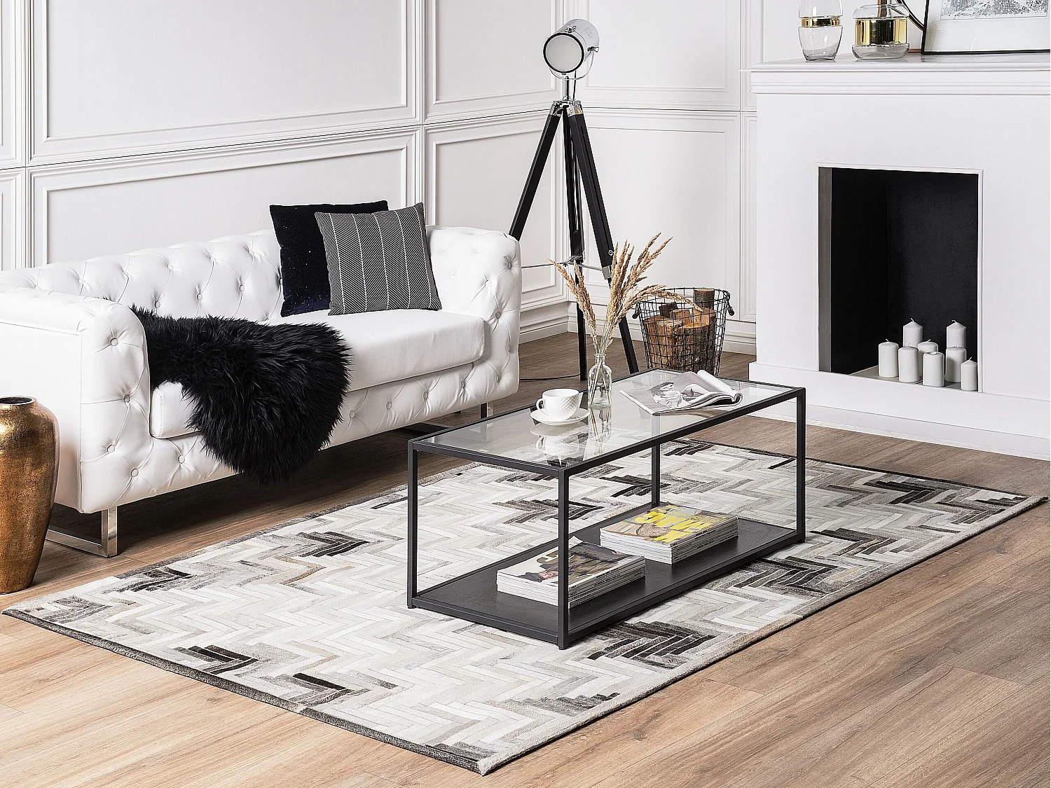 Vloerkleed ARSUZ 140 x 200 cm Leer Grijs