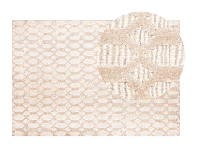 Moderner Teppich in Beige aus Viskose Rechteckig 140x200 cm geometrisches Muster