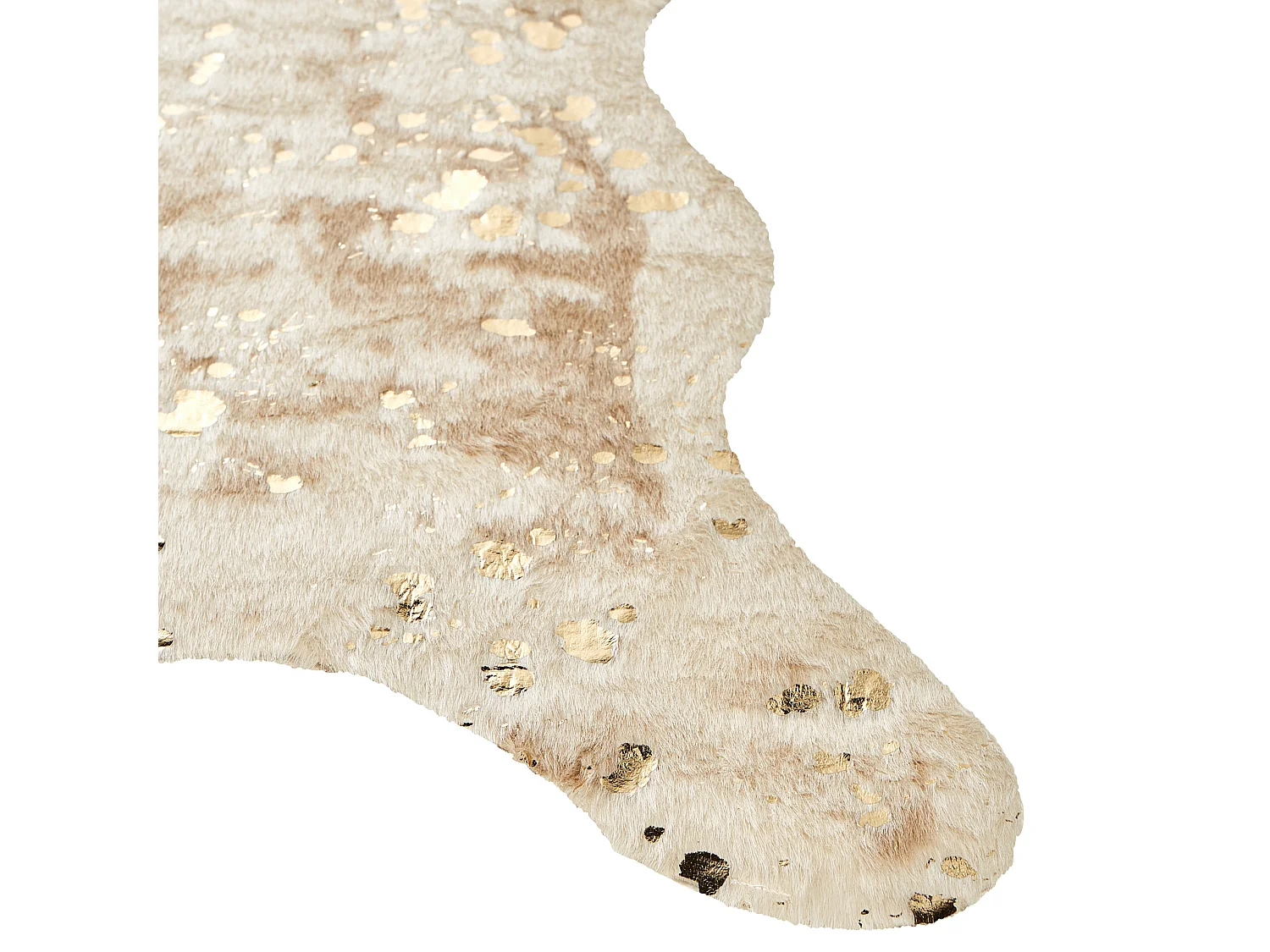Kunstfell Teppich Kuhmuster beige mit goldenen Sprenkeln 130x170 cm Bogong