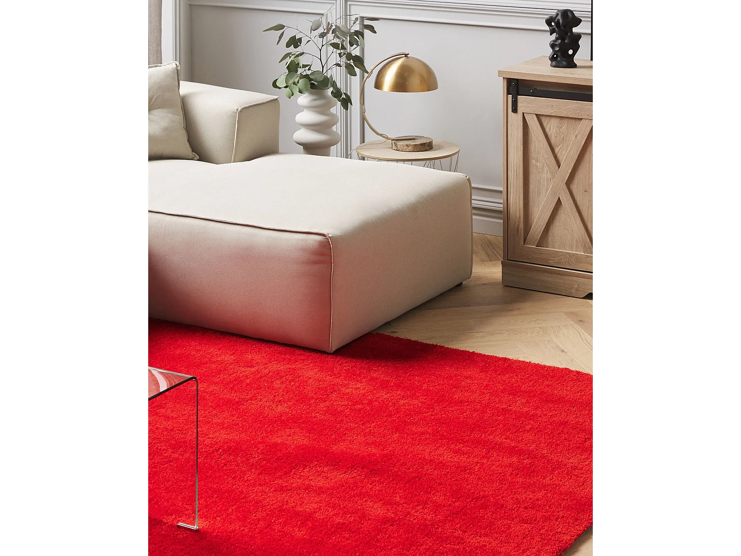 Teppich rechteckig 140 x 200 cm rot getuftet Shaggy Hochflor Modern Demre