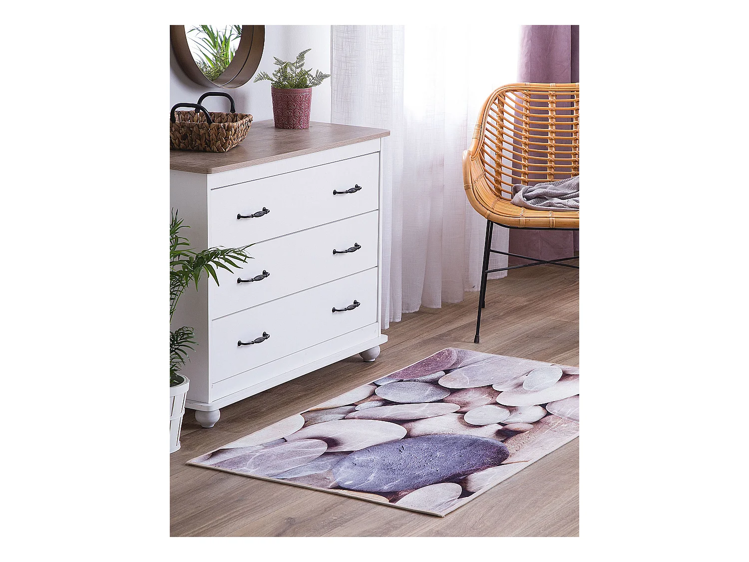 Teppich braun-beige rechteckig Kurzflor Steinoptik 80 x 150 cm Denizli