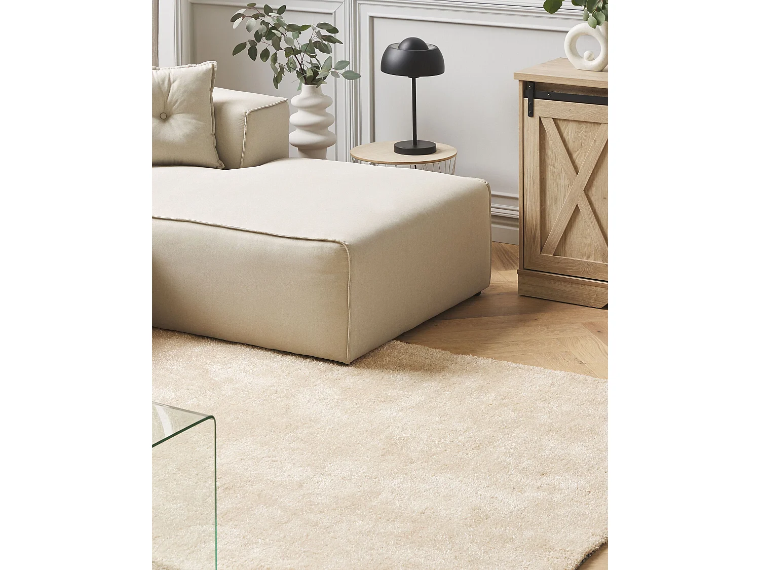 Vloerkleed polyester lichtbeige 200 x 300 cm DEMRE