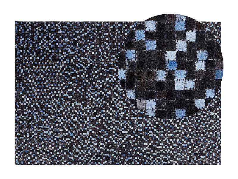 Dywan skórzany 160 x 230 cm brązowo-niebieski IKISU