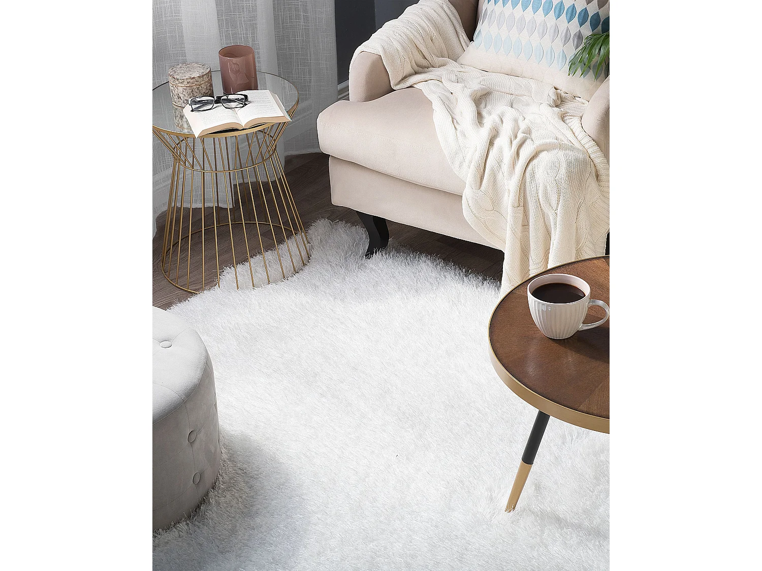 Vloerkleed polyester wit 140 x 200 cm CIDE