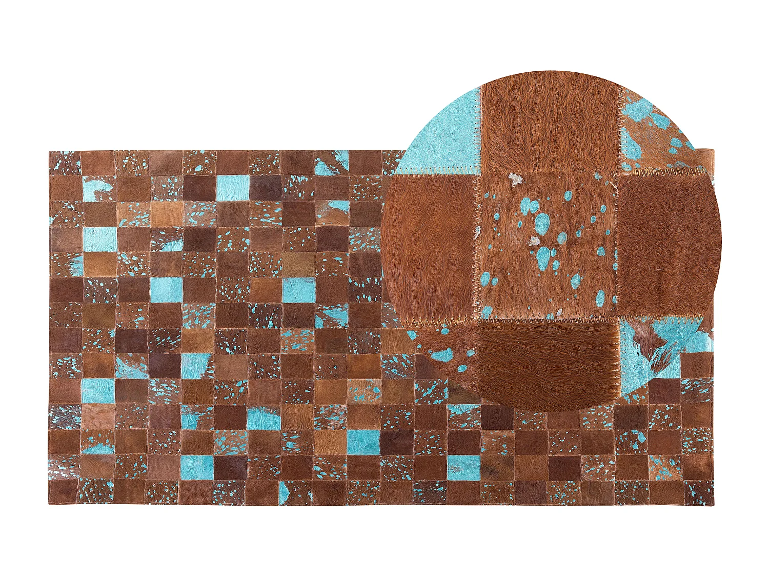 Patchwork Teppich braun/blau 80 x 150 cm rechteckig Aliaga