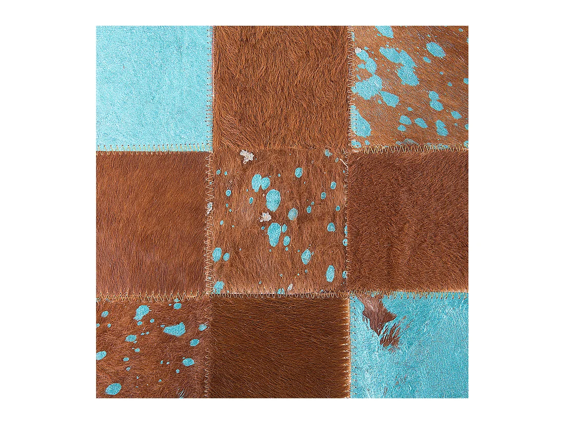 Patchwork Teppich braun/blau 80 x 150 cm rechteckig Aliaga