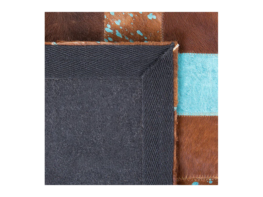 Patchwork Teppich braun/blau 80 x 150 cm rechteckig Aliaga