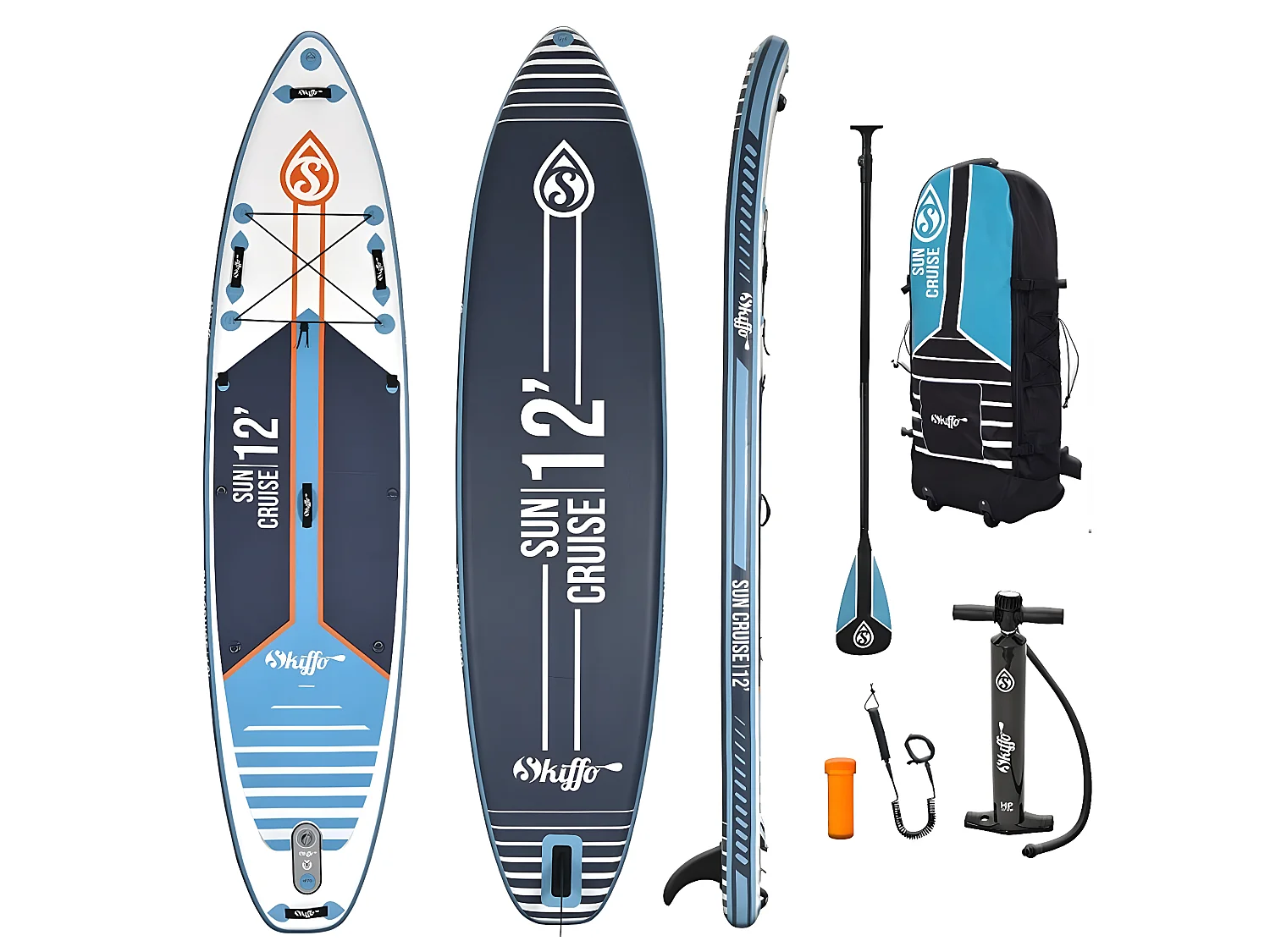 SUP hinchable Sun Cruise 12' Skiffo 365x86x15cm (12'x32''x6'') - Dropstitch Double Layer Fused Full Pack - Stand up paddle