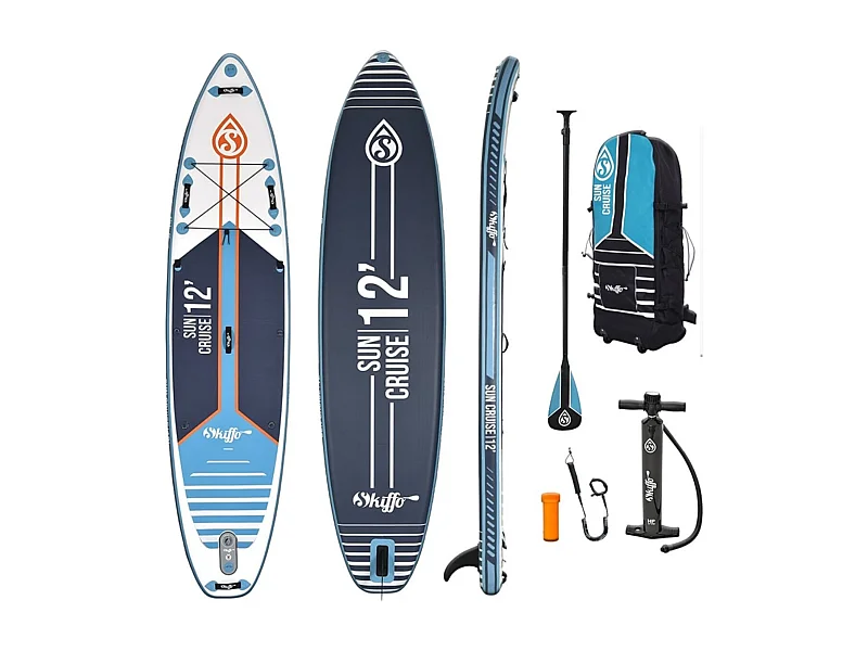 SUP gonflable Sun Cruise 12' Skiffo 365x86x15cm (12'x32''x6'') - Dropstitch Double Couche Fusionné Pack complet - Stand up paddl