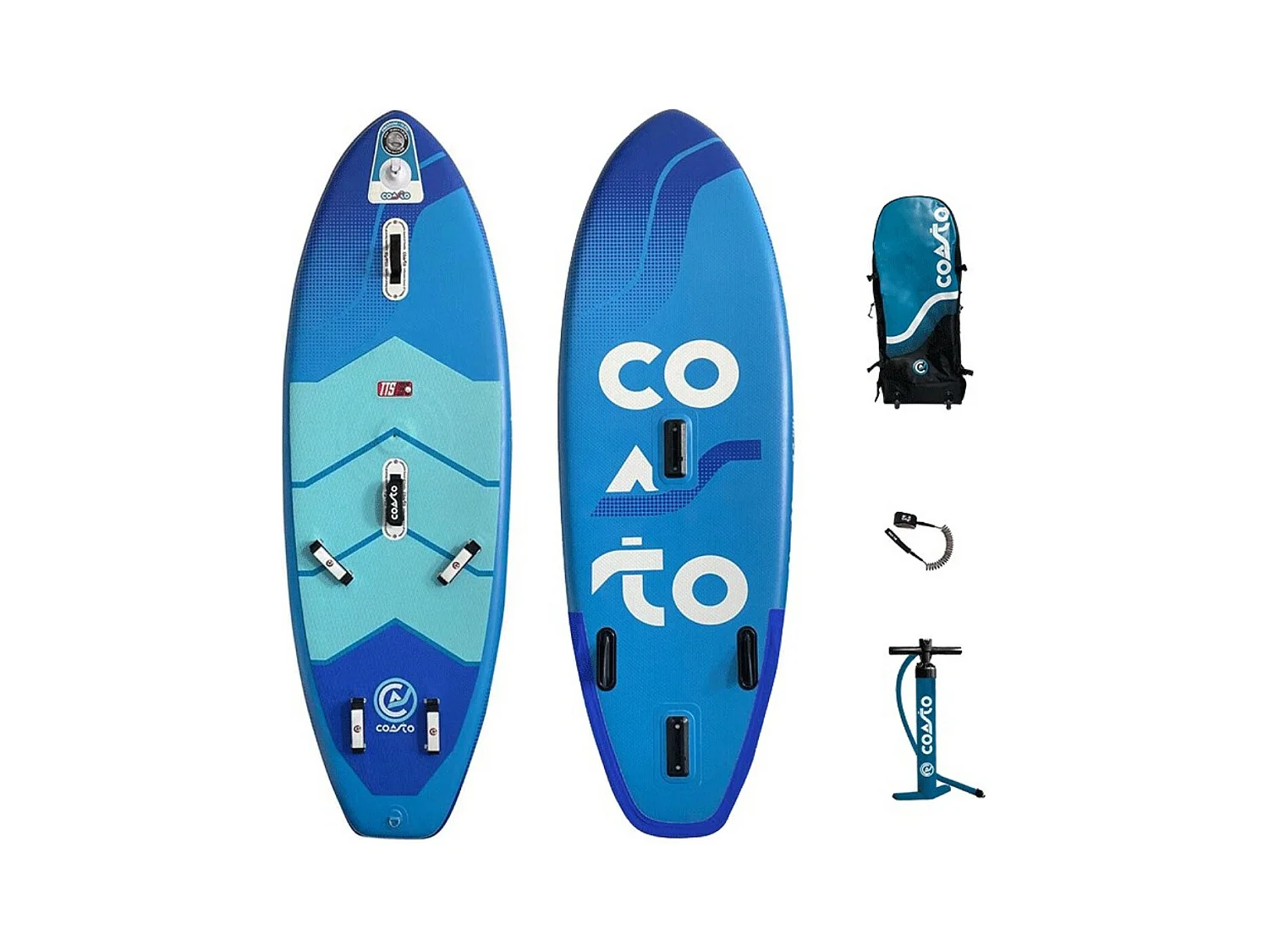 WindSUP Coasto Mir 8'6 Paddle Gonflable 260x84x13cm - 8'6"x33"x5" pour Wing Voile avec support de mat Double couche fusionné