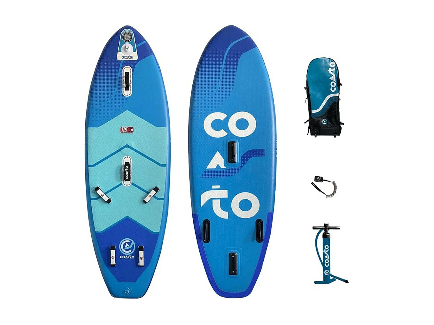 WindSUP Coasto Mir 8'6 Paddle Gonflable 260x84x13cm - 8'6"x33"x5" pour Wing Voile avec support de mat Double couche fusionné